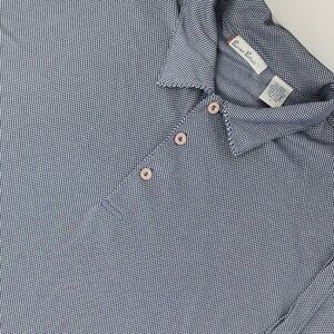 Burma Bibas Polo Shirt Mens Large Blue Gray Micro Check Modal‎ Blend Stretch EUC